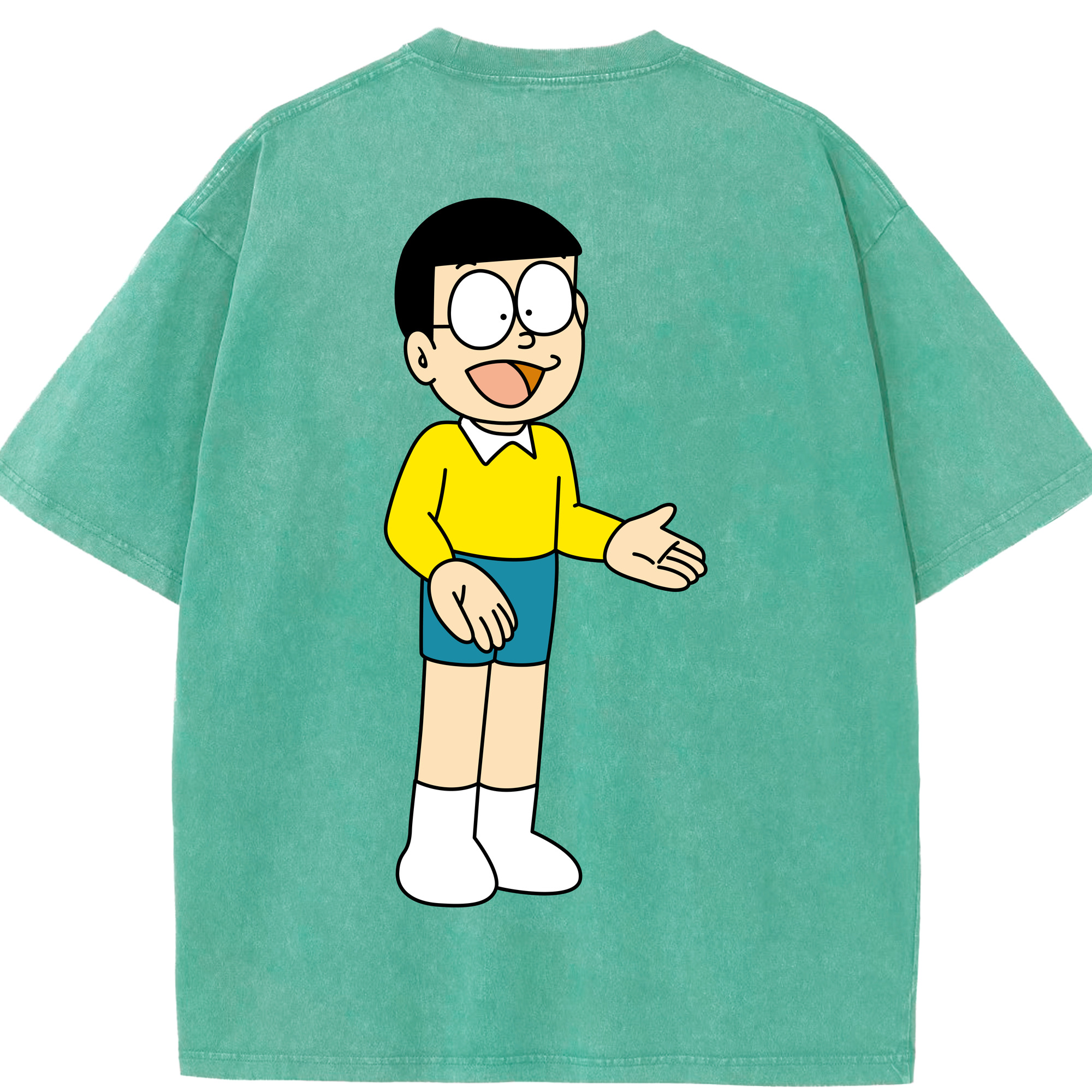 （画像用） ドラえもん 野比 のび太 Doraemon Nobita Nobi 綿100% ヴィンテージ風 半袖Tシャツ（背面プリント）